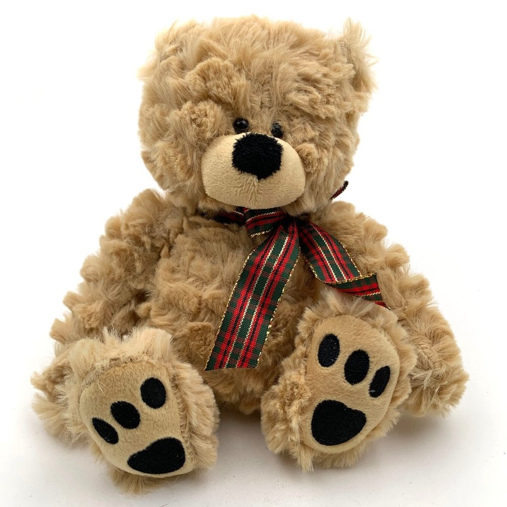 Get Your Hands on a Ganz Jesse Bear with Red and Green Plaid Ribbon, 7 Inch